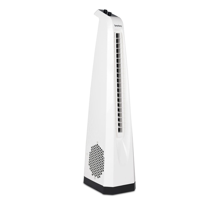 Symphony Surround High Speed Bladeless Technology Tower Fan for Home With Swivel Action Dust Filter and Low Power Consumption (SURROUND WHITE)